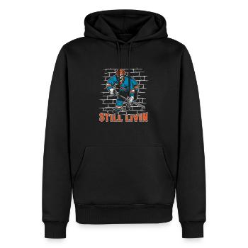 Hockey sur glace - Sweat à capuche Premium bio Homme - noir - Devant - Nico (187cm)