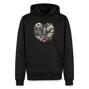 Häkeln Crochet Fil à crocheter Cool Heart - Sweat à capuche Premium bio Homme - noir - Devant - Nico (187cm)