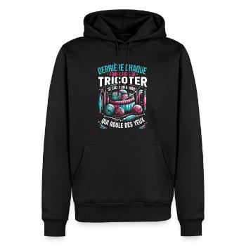 Crochet Crochet Crochet Fil Tricot Citations - Sweat à capuche Premium bio Homme - noir - Devant - Nico (187cm)