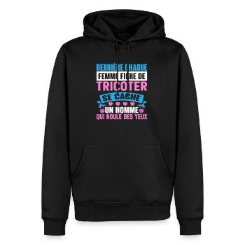 Crochet Crochet Crochet Fil Tricot Citations - Sweat à capuche Premium bio Homme - noir - Devant - Nico (187cm)