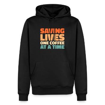 Krankenschwester Kaffee - Männer Premium Bio Hoodie - Schwarz - Vorne - Nico (187cm)