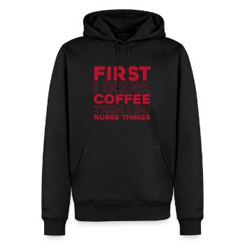 Krankenschwester Kaffee - Männer Premium Bio Hoodie - Schwarz - Vorne - Nico (187cm)