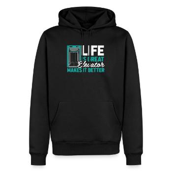Elevator Elevator - Men’s Premium Organic Hoodie - black - Front - Nico (187cm)