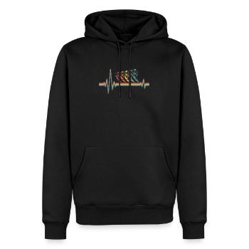 Surfeur Surfer Ekg Battement de cœur - Sweat à capuche Premium bio Homme - noir - Devant - Nico (187cm)