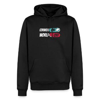 Jeu de trou aveugle Cornhole Cornhole sur World Off - Sweat à capuche Premium bio Homme - noir - Devant - Nico (187cm)