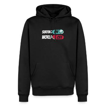 Surfer Surfen Surfer sur World Off - Sweat à capuche Premium bio Homme - noir - Devant - Nico (187cm)