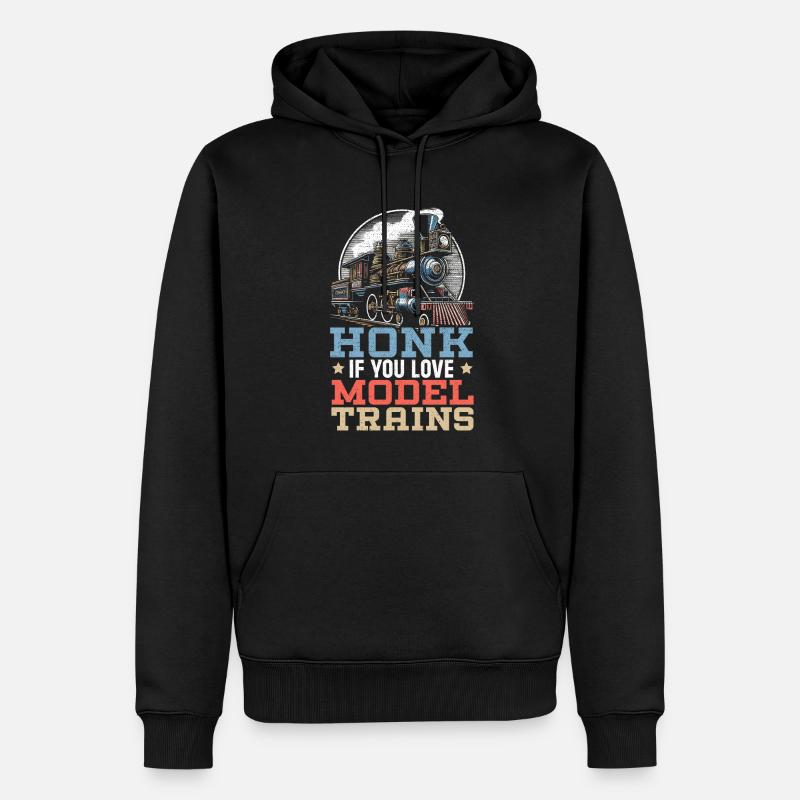 Chemin de fer miniature - Sweat à capuche Premium bio Homme - noir