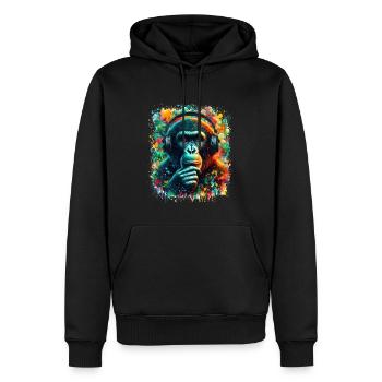 Banksy DJ Monkey Thinker - Sweat à capuche Premium bio Homme - noir - Devant - Nico (187cm)