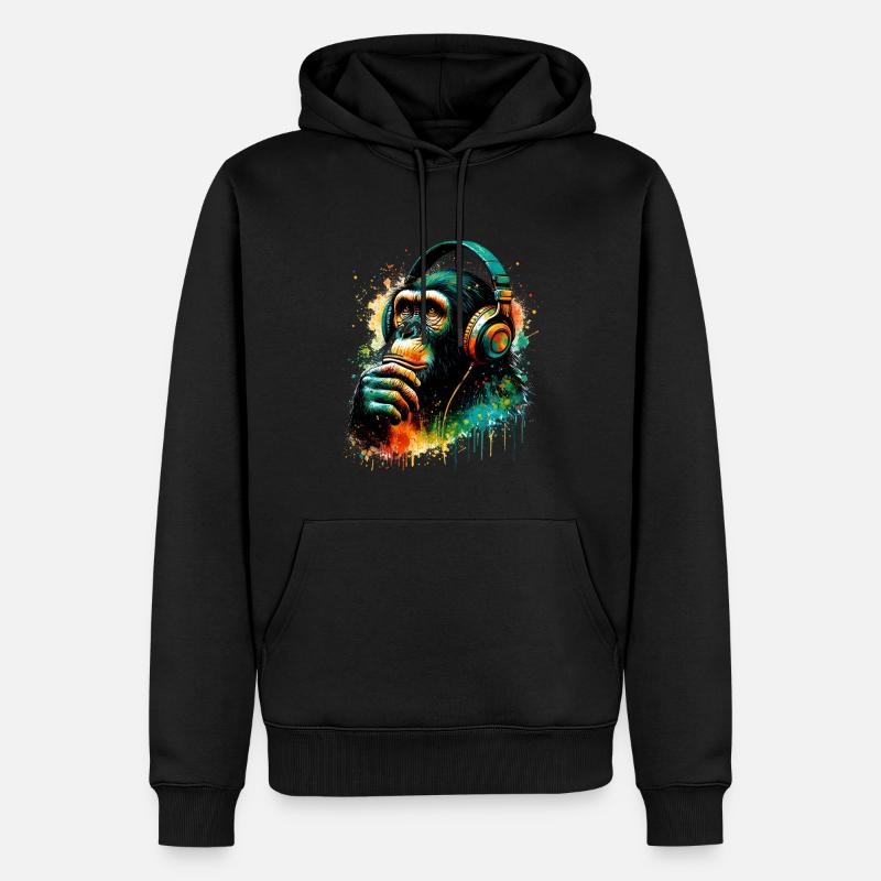 Banksy DJ Monkey Thinker - Männer Premium Bio Hoodie - undefined