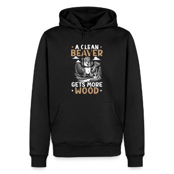 Animal rongeur drôle amoureux du castor - Sweat à capuche Premium bio Homme - noir - Devant - Nico (187cm)