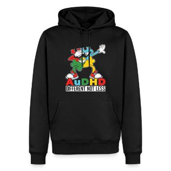 Audhd handicap il autisme tdah - Sweat à capuche Premium bio Homme - noir - Devant - Nico (187cm)