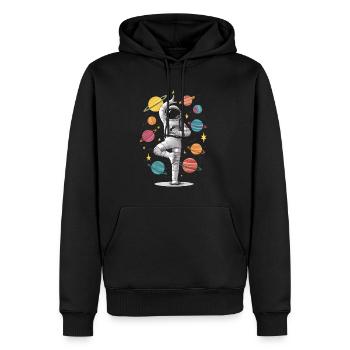 Astronaute de l'espace méditation zen yoga planète - Sweat à capuche Premium bio Homme - noir - Devant - Nico (187cm)