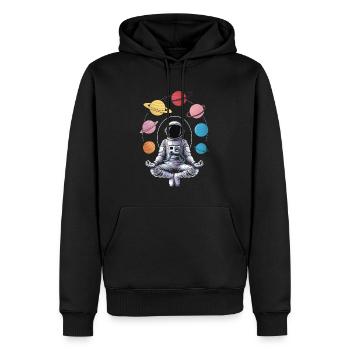 Astronaute de l'espace méditation zen yoga planète - Sweat à capuche Premium bio Homme - noir - Devant - Nico (187cm)