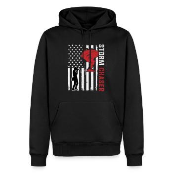 Drapeau des États-Unis, chasseur de tornades des États-Unis - Sweat à capuche Premium bio Homme - noir - Devant - Nico (187cm)