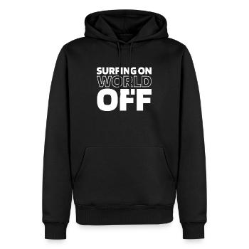 Surfeur Surfen Surfer sur World Off - Sweat à capuche Premium bio Homme - noir - Devant - Nico (187cm)