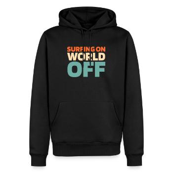 Surfeur Surfen Surfer sur World Off - Sweat à capuche Premium bio Homme - noir - Devant - Nico (187cm)