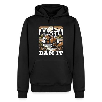 Drôle de castor amant rongeur animal mignon - Sweat à capuche Premium bio Homme - noir - Devant - Nico (187cm)