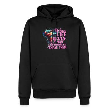 Chasseur d’ouragans Météorologie Tenue de chasseur de tornades - Sweat à capuche Premium bio Homme - noir - Devant - Nico (187cm)