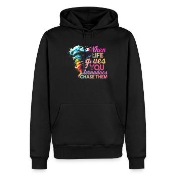 Tornadojäger-hurrikan-jäger-meteorologie-outfit - Männer Premium Bio Hoodie - Schwarz - Vorne - Nico (187cm)