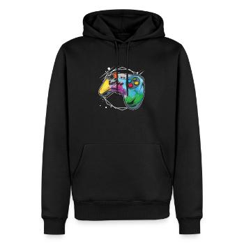 Gamer Gaming Aquarell Gaming Controller - Männer Premium Bio Hoodie - Schwarz - Vorne - Nico (187cm)