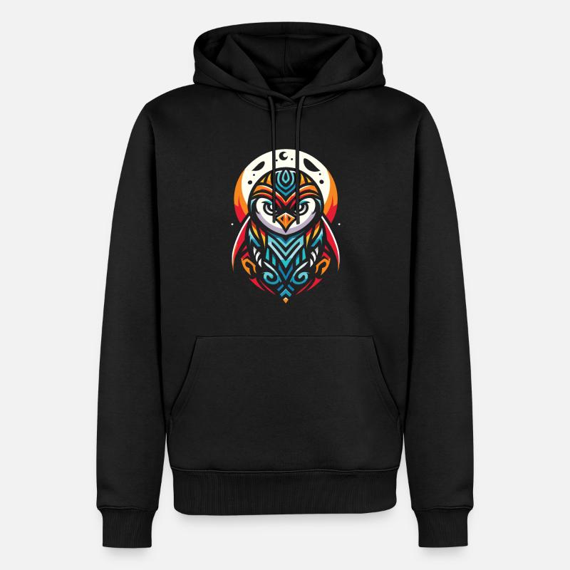 Phases de lune du pingouin - Sweat à capuche Premium bio Homme - noir