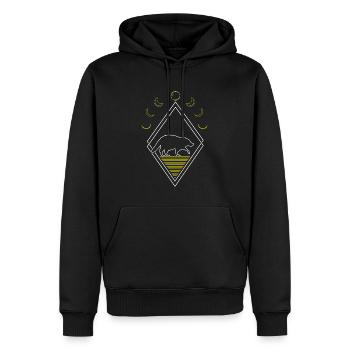 Raton laveur abstrait phases de lune - Sweat à capuche Premium bio Homme - noir - Devant - Nico (187cm)