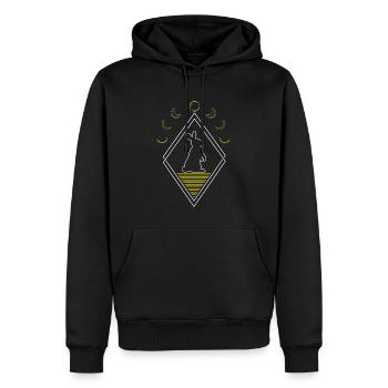 Bunny Rabbit Abstract Moon Phases - Men’s Premium Organic Hoodie - black - Front - Nico (187cm)