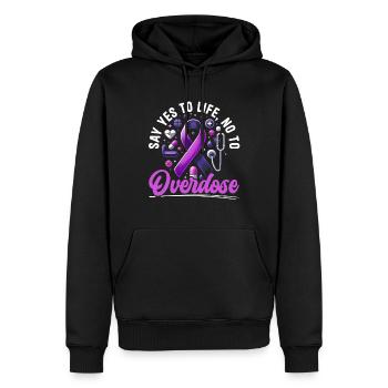 Journée de sensibilisation aux surdoses, lorsque j’ai un - Sweat à capuche Premium bio Homme - noir - Devant - Nico (187cm)