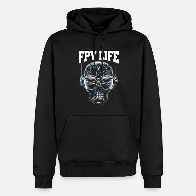 Pilote de drone FPV, télécommande - Sweat à capuche Premium bio Homme - noir