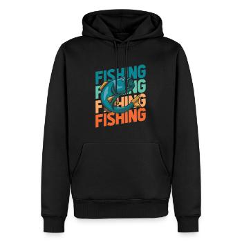 Pêche à la ligne - Sweat à capuche Premium bio Homme - noir - Devant - Nico (187cm)