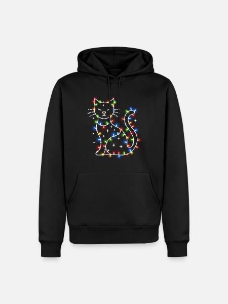 Cat Christmas Holiday Time - Men’s Premium Organic Hoodie - black