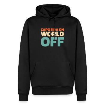 Capoeira Danse Martiale Capoeira On World Off - Sweat à capuche Premium bio Homme - noir - Devant - Nico (187cm)