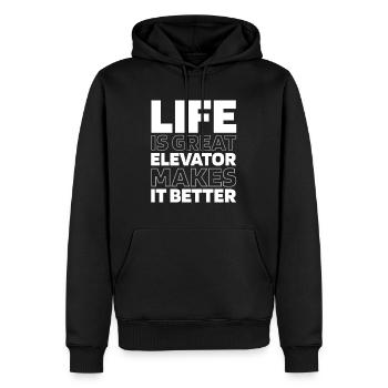 Elevator Elevator - Men’s Premium Organic Hoodie - black - Front - Nico (187cm)