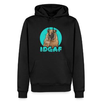 Capybara Wasserschwein Idgaf - Men’s Premium Organic Hoodie - black - Front - Nico (187cm)