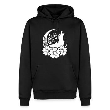 Hirsch Wilde Blumen Floral Moon - Männer Premium Bio Hoodie - Schwarz - Vorne - Nico (187cm)