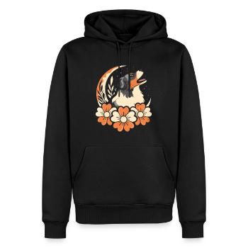 Australian Shepherd Wilde Blumen Floral Moon - Männer Premium Bio Hoodie - Schwarz - Vorne - Nico (187cm)
