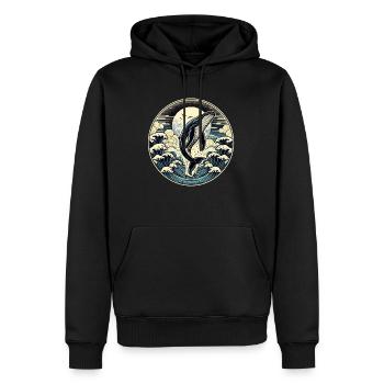 Baleine à bosse sauteuse baleine océan nuit tenue - Sweat à capuche Premium bio Homme - noir - Devant - Nico (187cm)