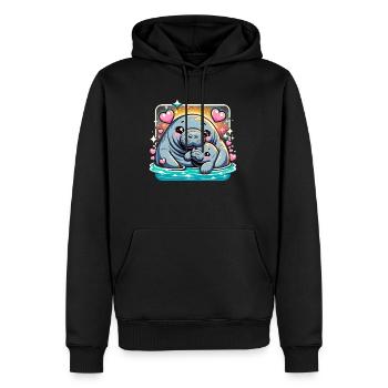 Bébés et mères lamantins aquatiques - Sweat à capuche Premium bio Homme - noir - Devant - Nico (187cm)