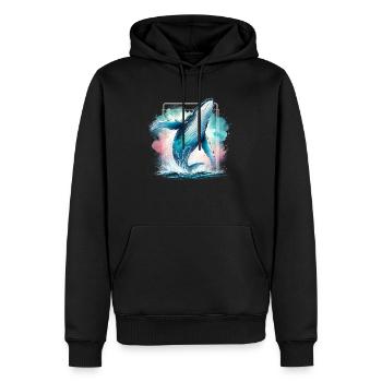 Humpback whale jumping whale ocean night outfit - Men’s Premium Organic Hoodie - black - Front - Nico (187cm)