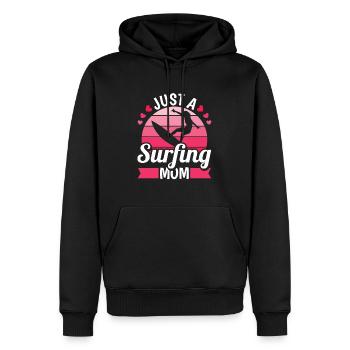 Surfeur Surfen Mutter Juste une maman surfeuse - Sweat à capuche Premium bio Homme - noir - Devant - Nico (187cm)
