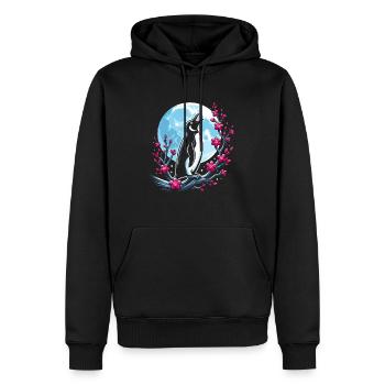 Pinguin Japan Cherry Blossom Moon - Männer Premium Bio Hoodie - Schwarz - Vorne - Nico (187cm)