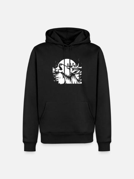 Deer Moon Howling - Men’s Premium Organic Hoodie - black