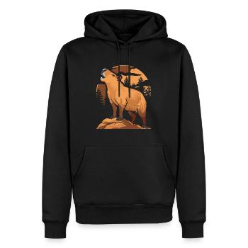 Capybara Wasserschwein Moon Howling - Männer Premium Bio Hoodie - Schwarz - Vorne - Nico (187cm)