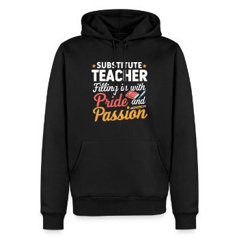 Des enseignants suppléants sympas - Sweat à capuche Premium bio Homme - noir - Devant - Nico (187cm)