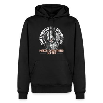Chien Sheepadoodle mignon - Sweat à capuche Premium bio Homme - noir - Devant - Nico (187cm)