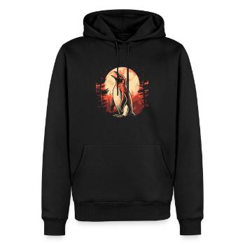 Pingouin Lune Hurlement - Sweat à capuche Premium bio Homme - noir - Devant - Nico (187cm)