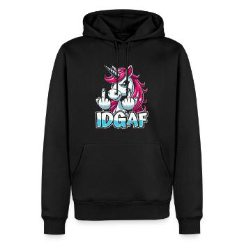 Einhorn Unicorn Idgaf - Männer Premium Bio Hoodie - Schwarz - Vorne - Nico (187cm)