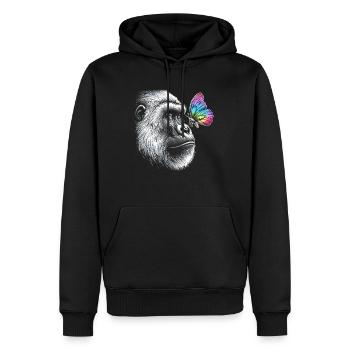 Gorille papillons Animal Faune Gardien de zoo - Sweat à capuche Premium bio Homme - noir - Devant - Nico (187cm)