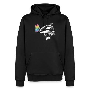 Orca-wal-schmetterlinge-tier-blumenillustration - Männer Premium Bio Hoodie - Schwarz - Vorne - Nico (187cm)