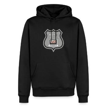Officier à domicile drôle tenue de bureau à domicile - Sweat à capuche Premium bio Homme - noir - Devant - Nico (187cm)
